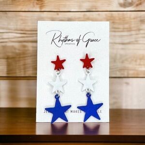 NWT Patriotic Stars Dangle Earrings - Shine Bright This Fourth of July! USA